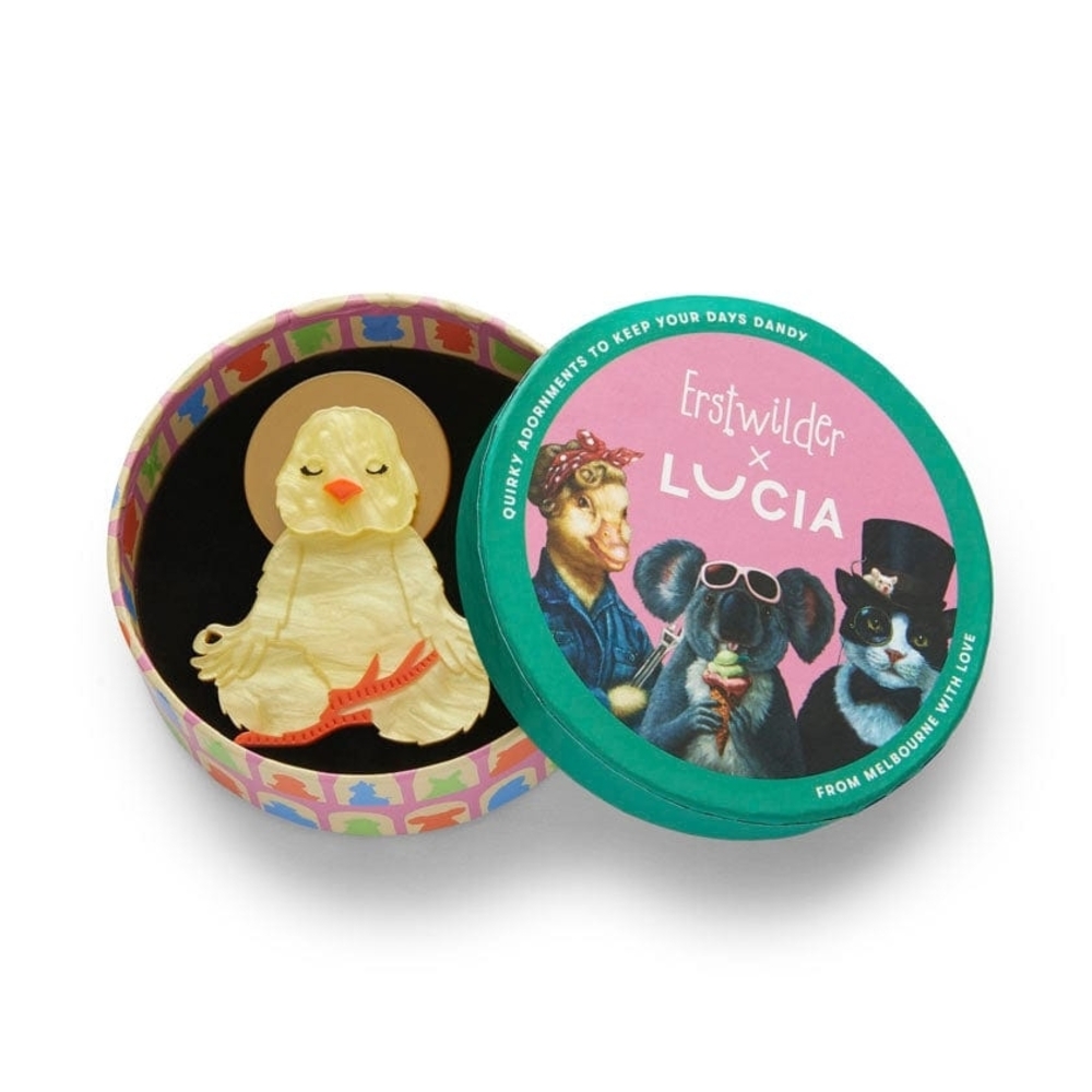 Erstwilder x LUCIA Yellow Chick Brooch The Yoga Chick Brooch